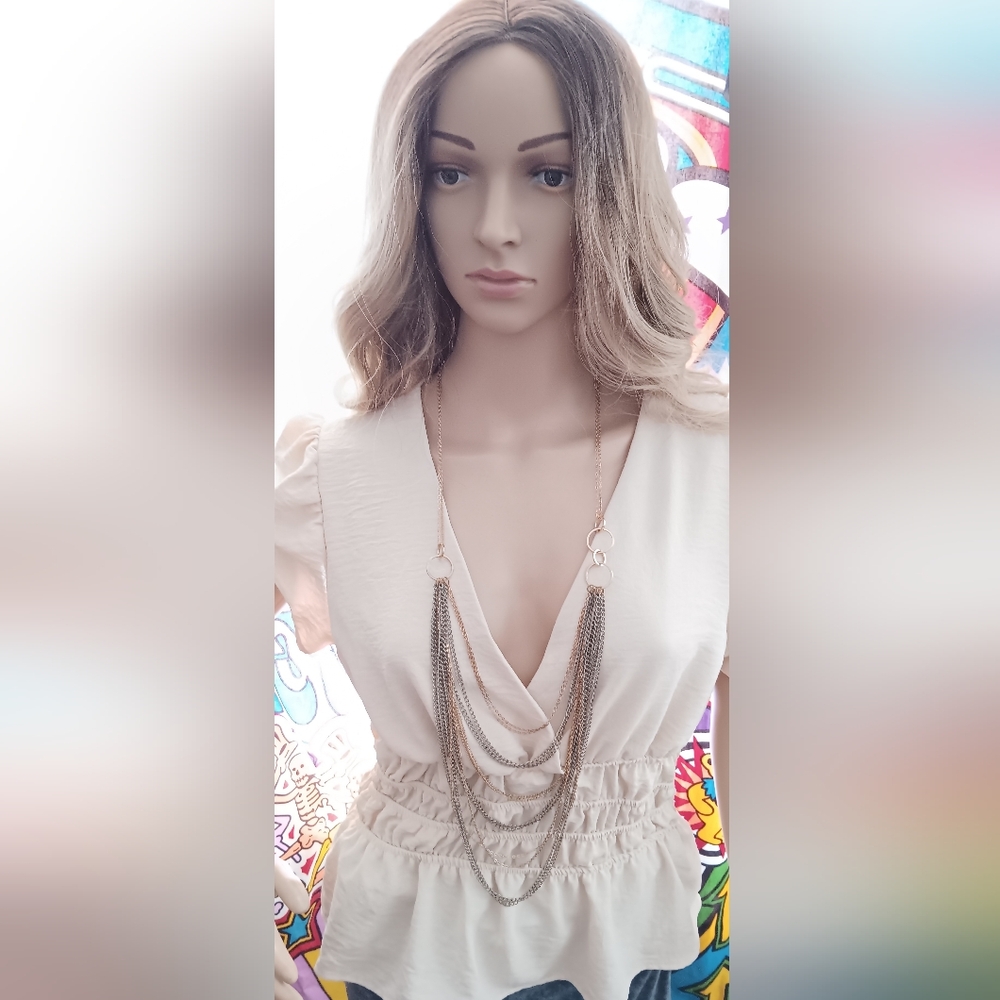 Cream Color V Neck Blouse